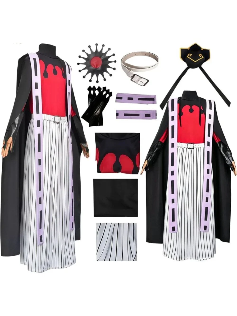 Adult Black Cape & Red Top Pants Set - Halloween Costume, Stage Performance